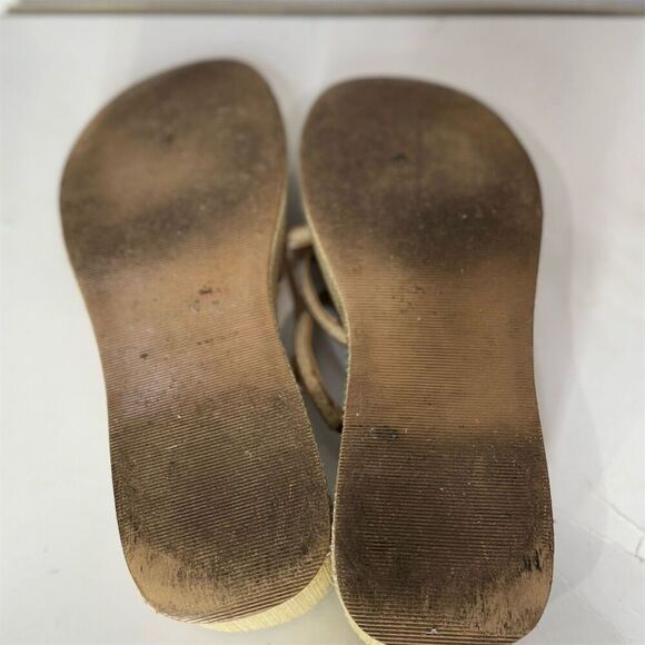 Y2K Mudd Woven Platform Sandals Strappy Natural Tan 2000s Chunky Heels 9 VTG - Picture 6 of 6